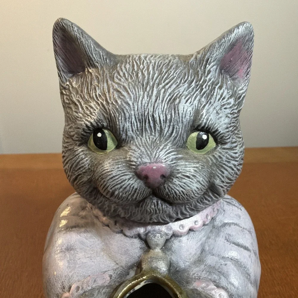 Vtg Mother Cat Ceramic Teapot Hand Painted 8